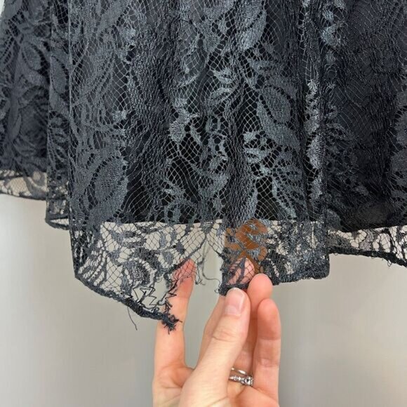 Vintage Lori Ann Size 14 Little Black Dress Mini Lace Detail Babydoll Whimsigoth - Picture 13 of 15